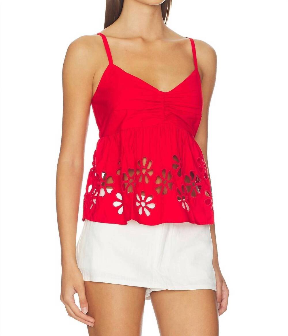NEW RAILS meru peplum top in scarlet